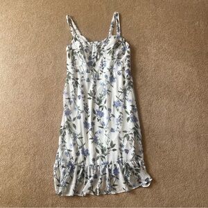 Floral Midi Dress in White and Blue 2X
